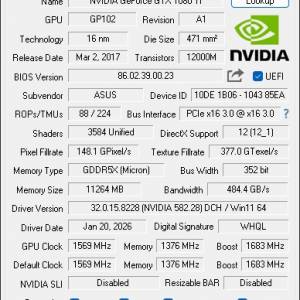 ROG STRIX GTX1080Ti NVIDIA GPU 顯示卡