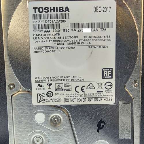 Toshiba DT01ACA300 3TB SATA HDD