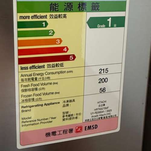 Hitachi 雪櫃 257L HRTNE275MFXHK 5日內荃灣自取