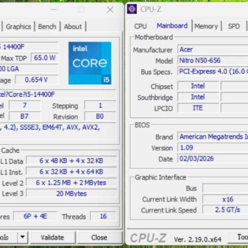 14代 Acer Nitro 50 656 intel i5 14400F 32GB DDR5 Ram 500GB Nvme 1TB HDD RTX2060