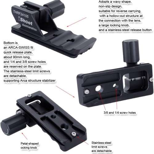 iShoot Lens Collar Stand Replacement Foot Tripod Mount Ring Base For Canon RF 24
