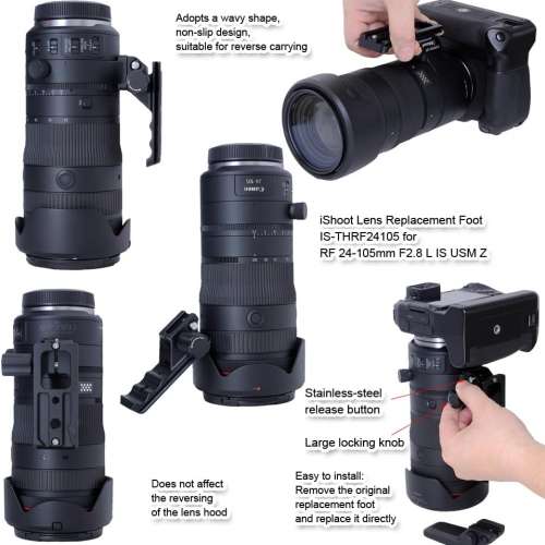 iShoot Lens Collar Stand Replacement Foot Tripod Mount Ring Base For Canon RF 24