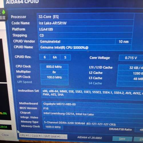 Intel&reg; Xeon&reg; Platinum 8358 ES LGA4189  32C 處理器