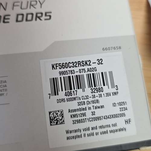 Kingston FURY Renegade  DDR5 6000 32GB Kit  CL32 (2x16GB)