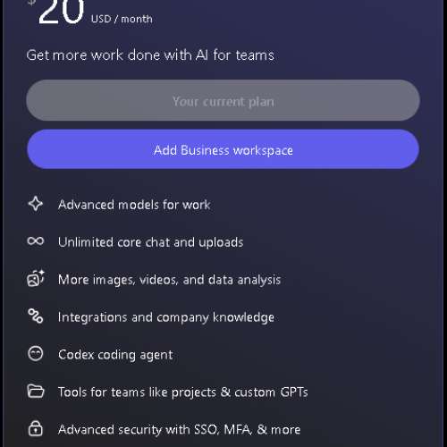 ChatGPT Business / team / Codex
