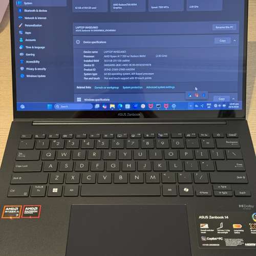 (不議價) ASUS Zenbook 14 AI7 350 32GB RAM OLED 1TSSD  99新