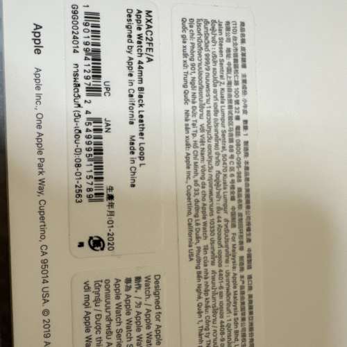 全新APPLE Watch 皮革手帶 - 44mm 黑色 L size NEW