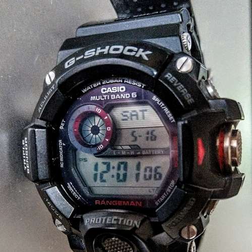 九成新CASIO G-Shock GW-9400 黑貓 Rangeman 三重感應 Tough Solar太陽光能充電 運動...
