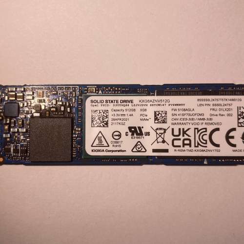 Kioxia XG6 512GB m.2 nvme PCIE 3.0 SSD