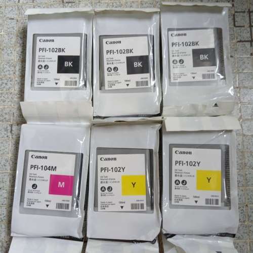 全新Canon PFI-102BK/102Y/104M 墨水匣/MC-10 Maintenance cartidge