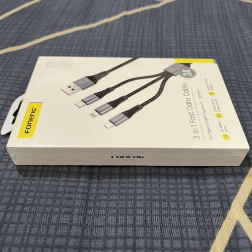 100% 全新 FONENG X112 3 合 1 快速充電線 (包括 Lightning、micro USB 及 USB typ...