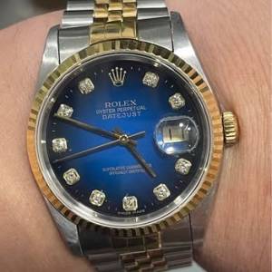 好L靚😆 ROLEX 16233 金鋼 少有漸變藍面 大鑽石字 19格帶 平到笑🤣$54800