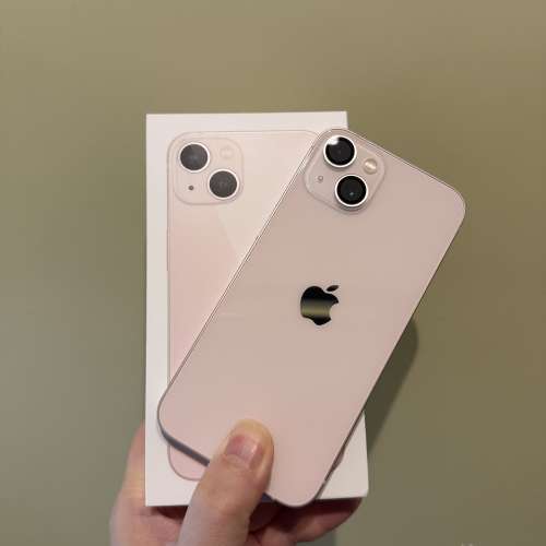 99%新Apple iPhone 13 128gb粉紅色港版行貨有原裝盒原裝配件地鐵站交收