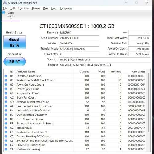Crucial MX500 3D NAND SATA 2.5-inch 7mm SSD 1TB CT1000MX500SSD1
