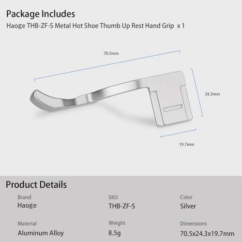 Haoge Metal Hot Shoe Thumb Up Rest Grip For NIKON ZF (專用指柄)