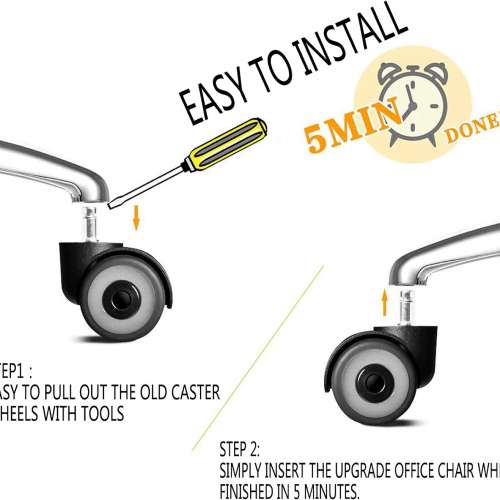 Silent Chair Wheels Replacement  "Upgraded version" Floor Protection