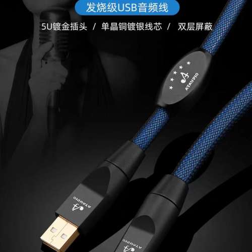 AT AUDIO USB 單晶銅鍍銀音頻線 Tape A 去 Tape B 1米