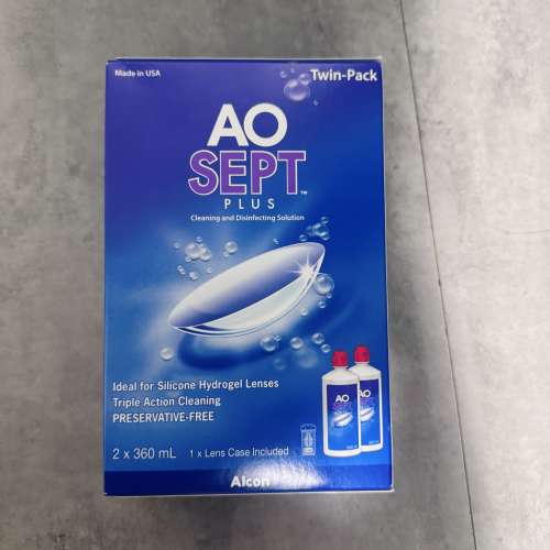 AO Sept Plus 隱形眼鏡清潔及消毒藥水(兩支裝)(全新)