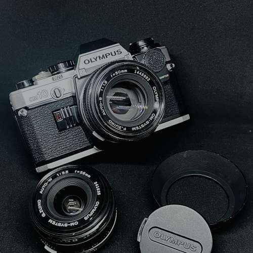 Olympus OM-System OM10 Film Camera with 50mm 1.8 & 28mm 3.5Lenses