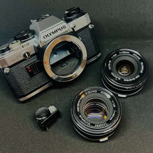 Olympus OM-System OM10 Film Camera with 50mm 1.8 & 28mm 3.5Lenses
