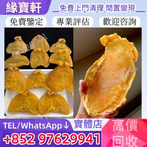 高價回收乾貨海味補品花膠舊花膠 陳年花膠 老花膠赤嘴膠金錢膠石肚赤嘴 厚肚赤嘴 房...