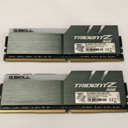 強勁效能 G.Skill Z RGB 64g kit DDR4 4000mhz CL18-22-22-42 1.40v 市場較少