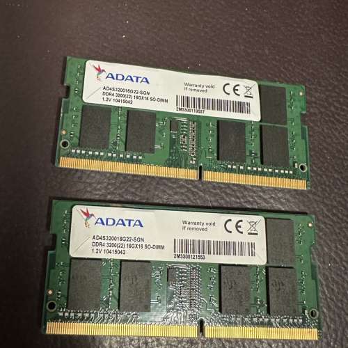 Adata 3200 16gb x 2 共32gb notebook ram