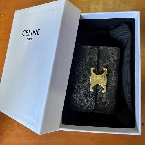 全新CELINE TRIOMPHE 標誌印花短款零錢包