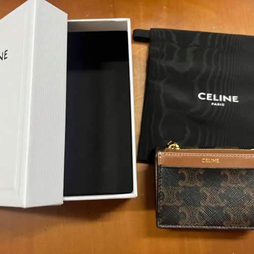 全新CELINE TRIOMPHE 標誌印花短款零錢包