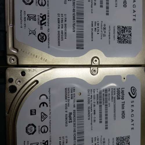 Seagate 500GB 7200RPM 2.5吋 HDD