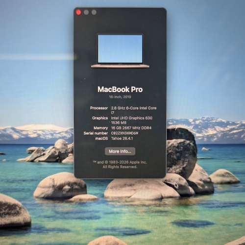 Apple Macbook Pro 16' 2019 (i7, 16+512GB) 90%新