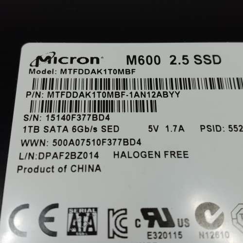 Micron 1TB 2.5" SATA3 SSD