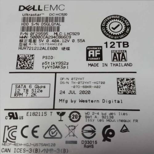 Hitachi HGST Ultrastar 12TB HC520 企業版 硬碟 SATA3 Dell oem