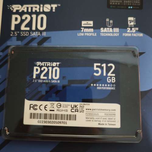 行貨有保 PATRIOT p210 512gb ssd