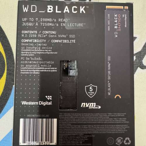 Western Digital WD BLACK SN7100 PCIe Gen4 NVMe SSD 1TB