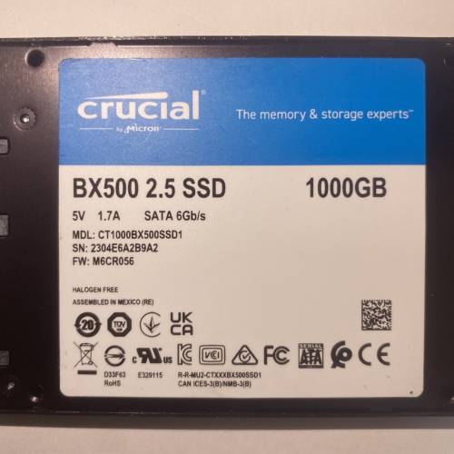 Crucial BX500 1TB 2.5" SATA SSD