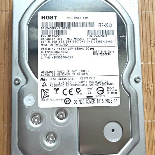 100%work HGST 3TB HDD