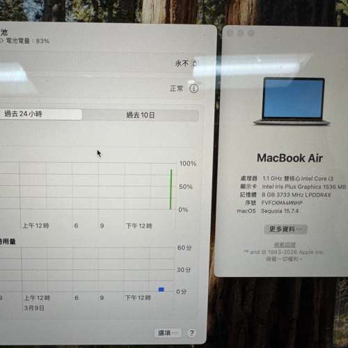 2020 MacBook Air 13吋 A2179 (Intel i3/8G) 送充電器
