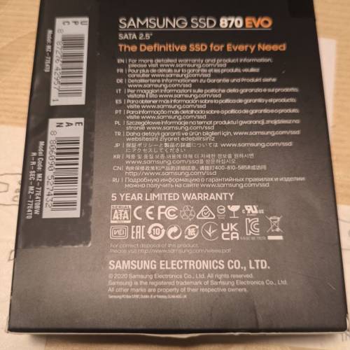 全新Samsung 三星 870 EVO SATA 2.5-inch SSD 4TB (MZ-77E4T0BW)