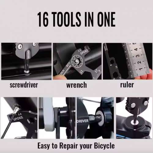16-in-1 Bike Repair Tool &ndash; Multi-Function for Road & Mountain Bike, Pocket-Size