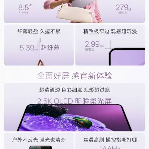 【國恆商城】OPPO Pad Mini 8.8吋 2.5K OLED 144Hz高刷 8000mAh 驍龍8Gen5 全新原封...