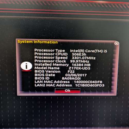 Gigabyte Z170X 連 i5- / i3 CPU 兩套齊風扇及背板