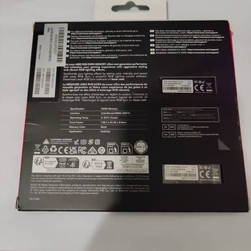 Lexar Ares RGB DDR5 32GB 6000Mhz CL30 16GB x2 RAM