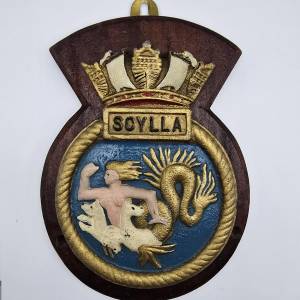 英國海軍 HMS Scylla 利安德級護衛艦 wall plaque 木盾