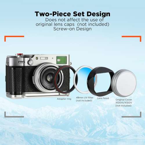 Haoge LH-X54B / LH-X54W Square Hood And UV Filter For FujiFilm Fuji X70 / X100