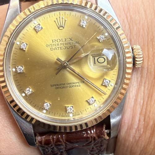 好L靚😆 Rolex 16013 金鋼鑽石字 送靚皮帶 原裝包金扣 $26888