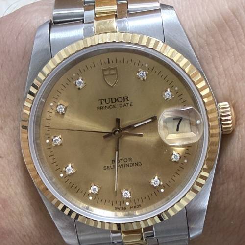 好𠃊新凈🤣 Tudor 74033 金鋼 新裝實金帶 鑽石字 新咭 $13888