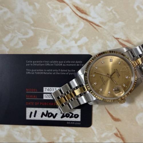 好𠃊新凈🤣 Tudor 74033 金鋼 新裝實金帶 鑽石字 新咭 $13888
