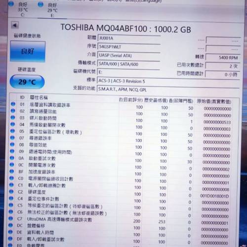 2.5" TOSHIBA SATA 1T Harddisk