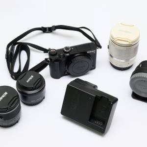 Nikon 1 J5, 18.5mm f/1.8, 6.7-13mm, 10-100mm, FT-1 Mount Adapter